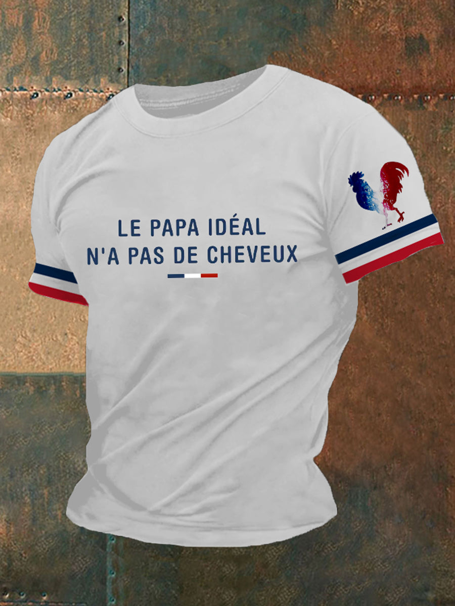 T-shirt à manches courtes imprimé à col en V pour hommes Blanc / S