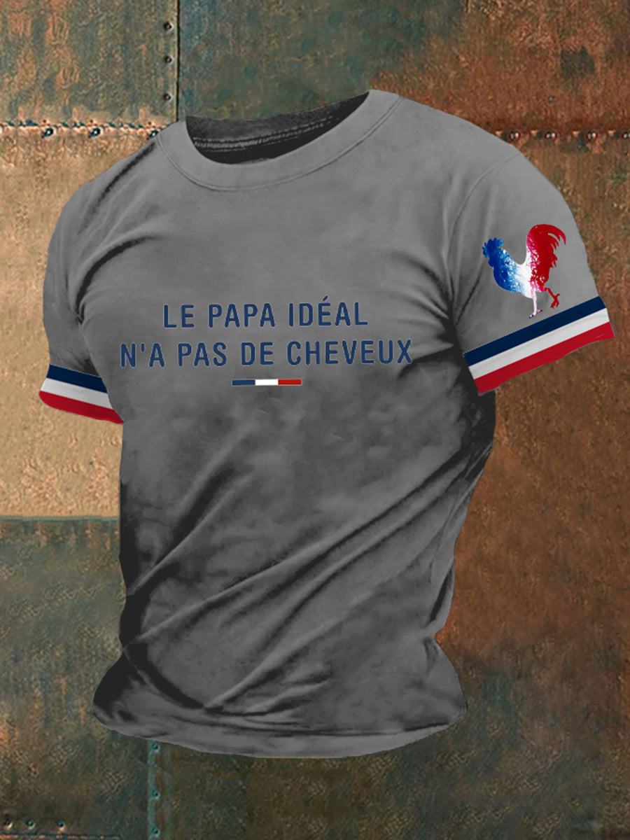 T-shirt à manches courtes imprimé à col en V pour hommes Gris / S