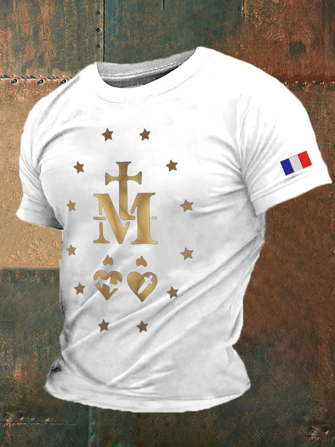 T-shirt imprimé catholique pour hommes Blanc / S