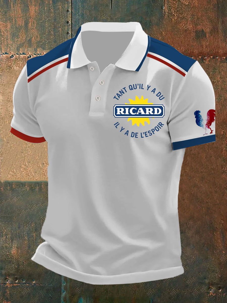 Polo à Manches Courtes Tant Qu’il Y A Du Ricard pour Homme Blanc / S