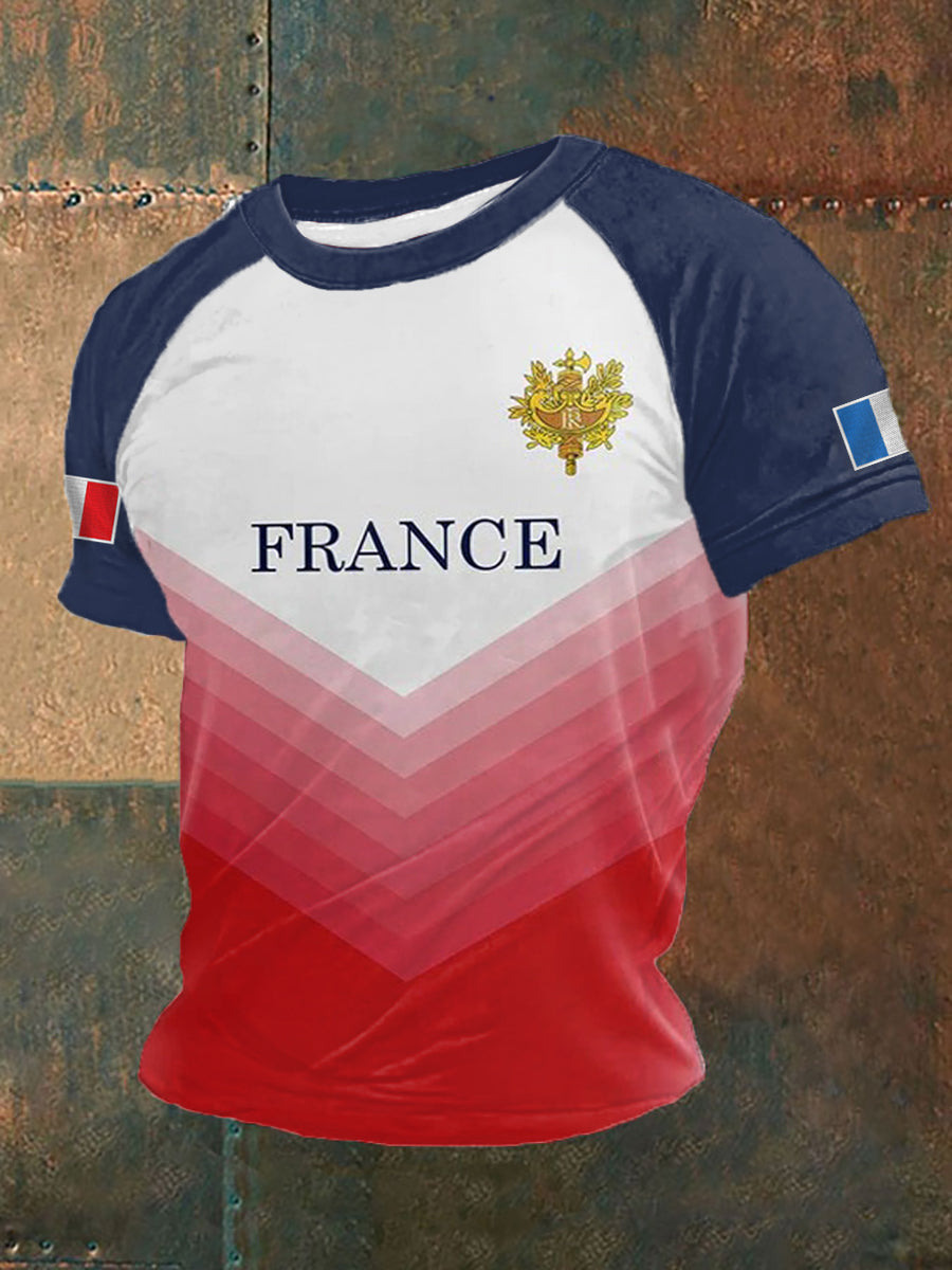 T-shirt à Manches Courtes Design Drapeau Français pour Hommes comme image / S