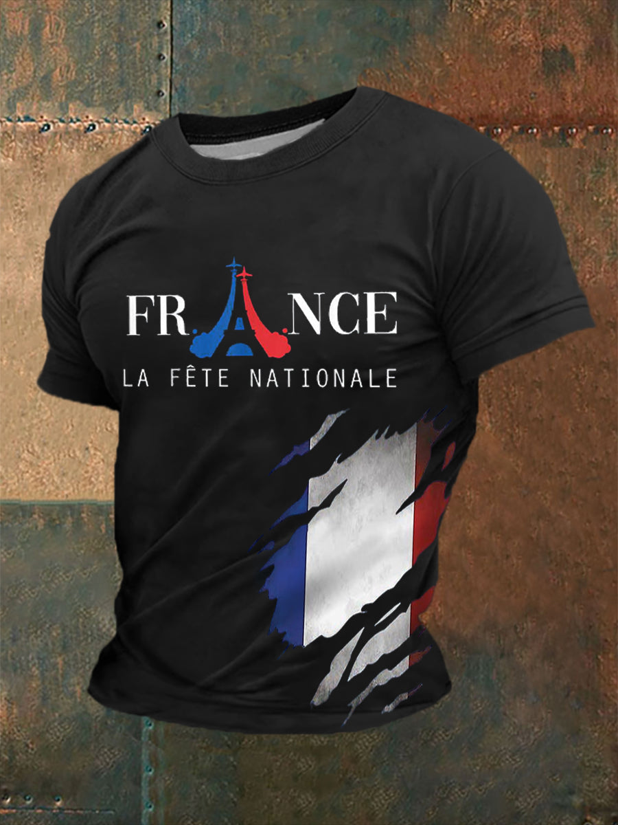 T-shirt à manches courtes imprimé Fete Nationale Homme Noir / S