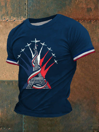 T-shirt à manches courtes imprimé Fete Nationale Homme Bleu Marine / S