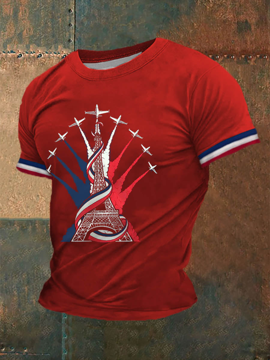T-shirt à manches courtes imprimé Fete Nationale Homme Rouge / S