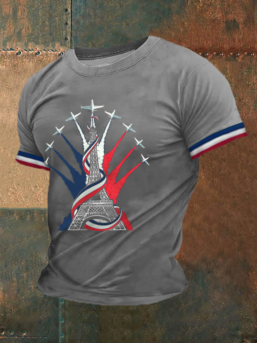 T-shirt à manches courtes imprimé Fete Nationale Homme Gris Clair / S