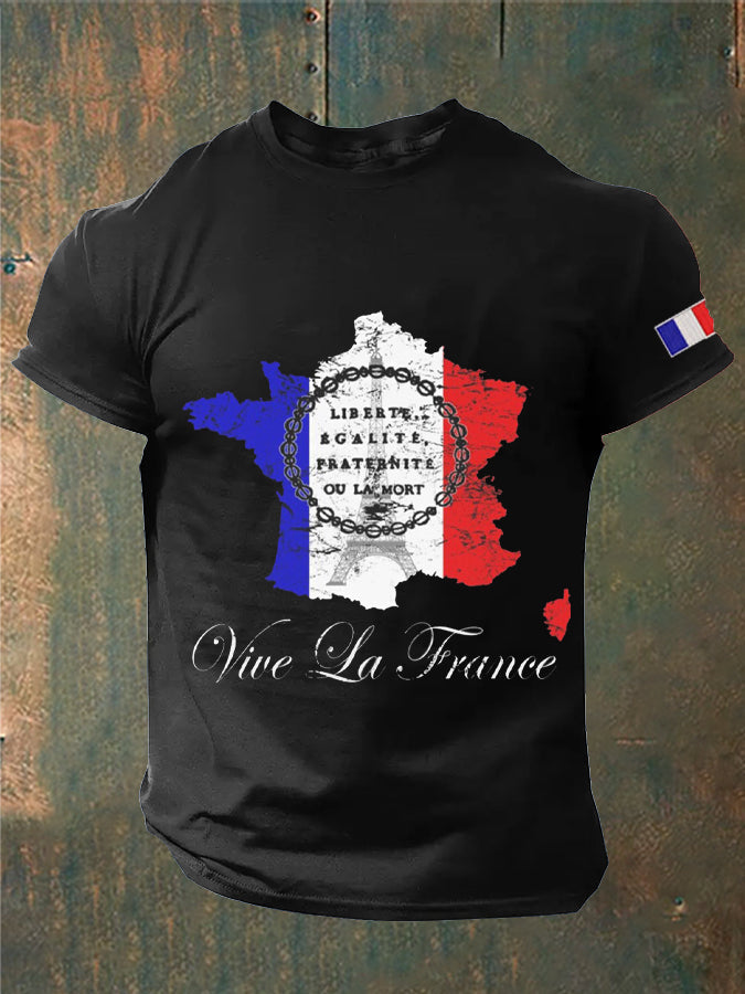 T-shirt imprimé France Liberty Equality Fraternity pour homme noir / S