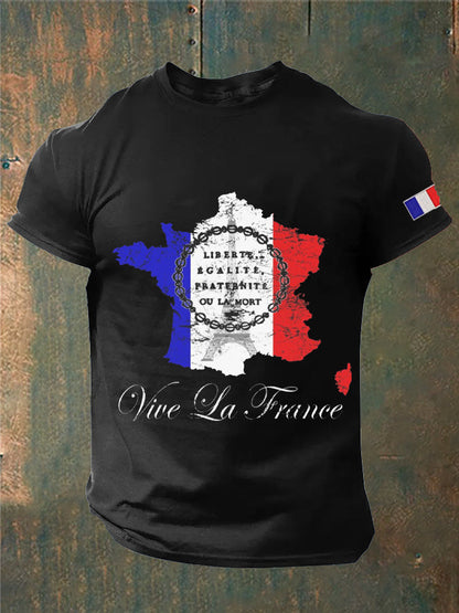 T-shirt imprimé France Liberty Equality Fraternity pour homme noir / S
