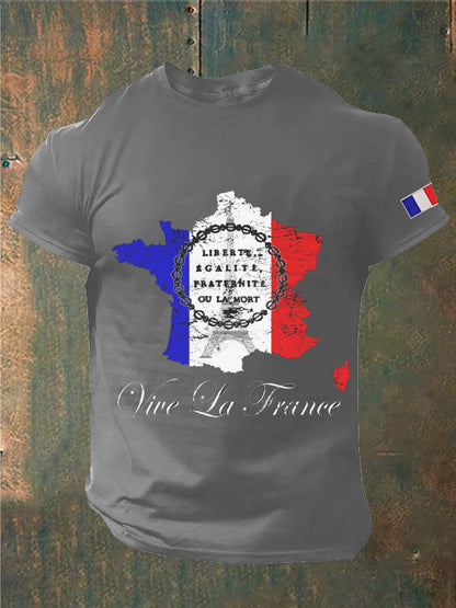 T-shirt imprimé France Liberty Equality Fraternity pour homme gris clair / S