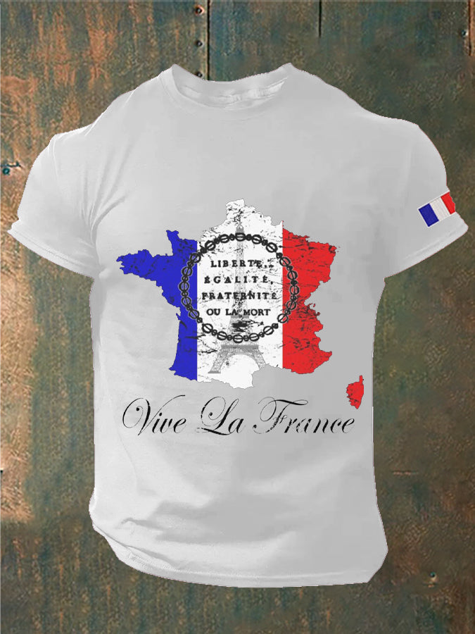 T-shirt imprimé France Liberty Equality Fraternity pour homme blanc / S