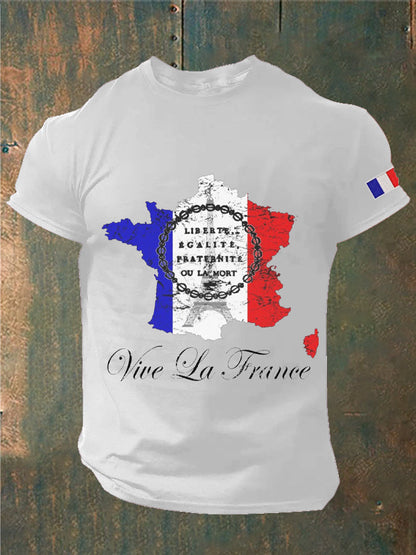 T-shirt imprimé France Liberty Equality Fraternity pour homme blanc / S