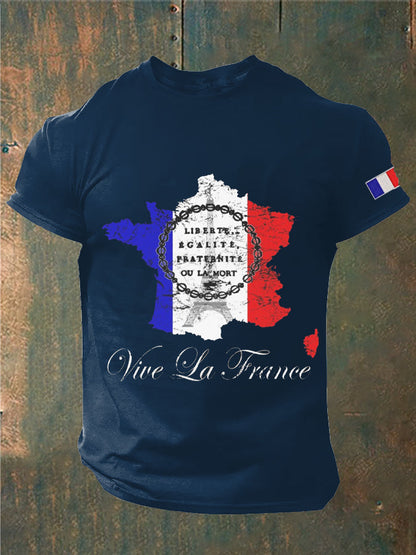 T-shirt imprimé France Liberty Equality Fraternity pour homme bleu marine / S