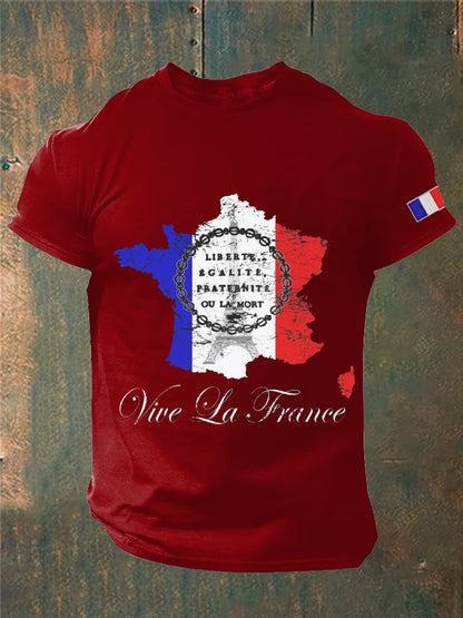 T-shirt imprimé France Liberty Equality Fraternity pour homme rouge profond / S