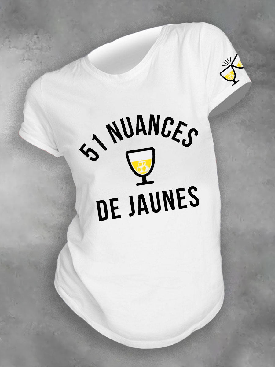 T-shirt imprimé France 51 Kind of Yellow pour femme Blanc / S