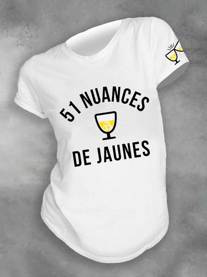 T-shirt imprimé France 51 Kind of Yellow pour femme Blanc / S