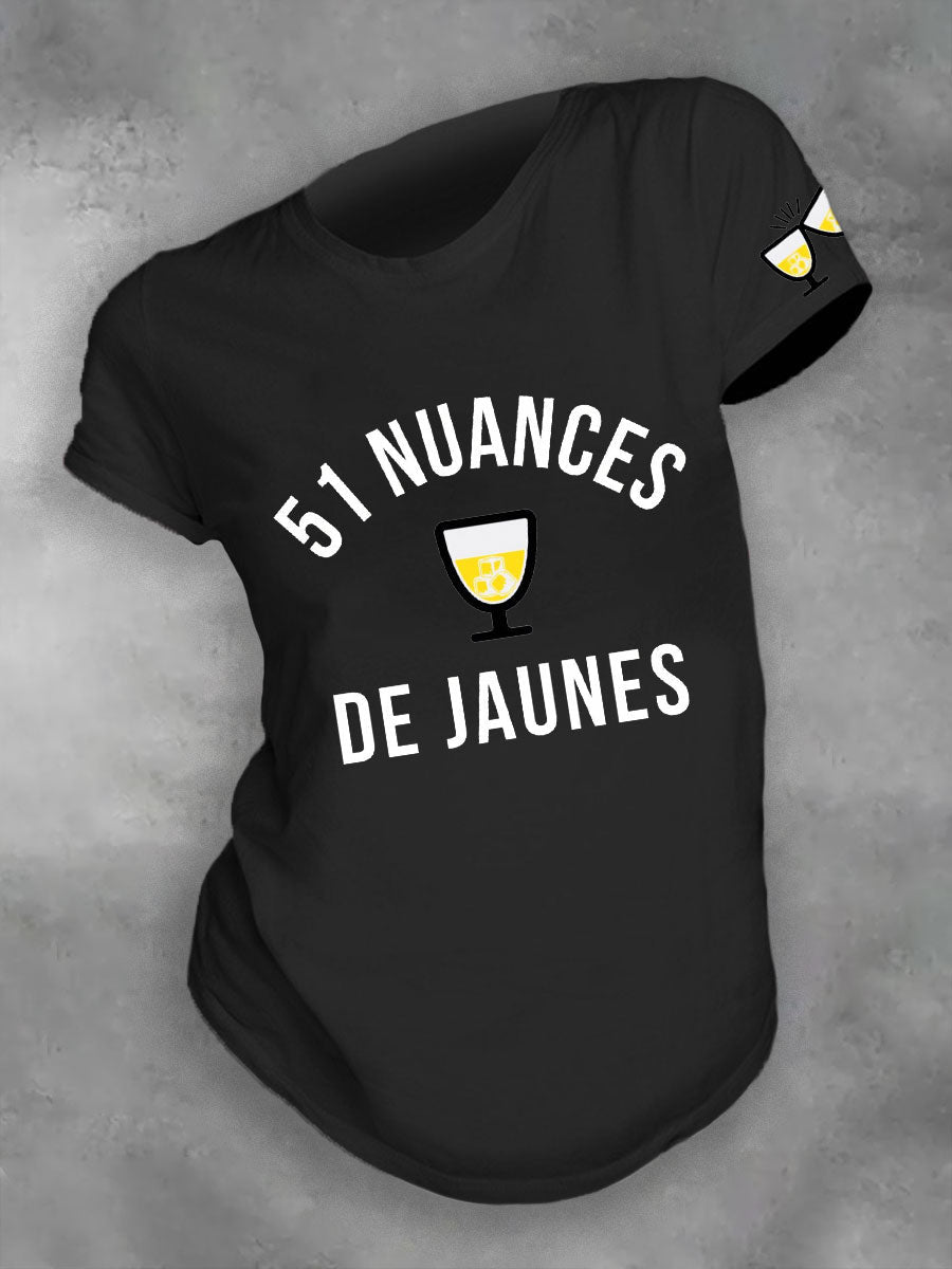 T-shirt imprimé France 51 Kind of Yellow pour femme Noir / S
