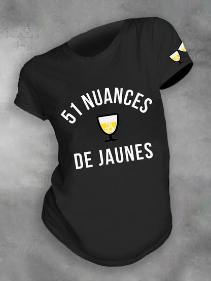 T-shirt imprimé France 51 Kind of Yellow pour femme Noir / S