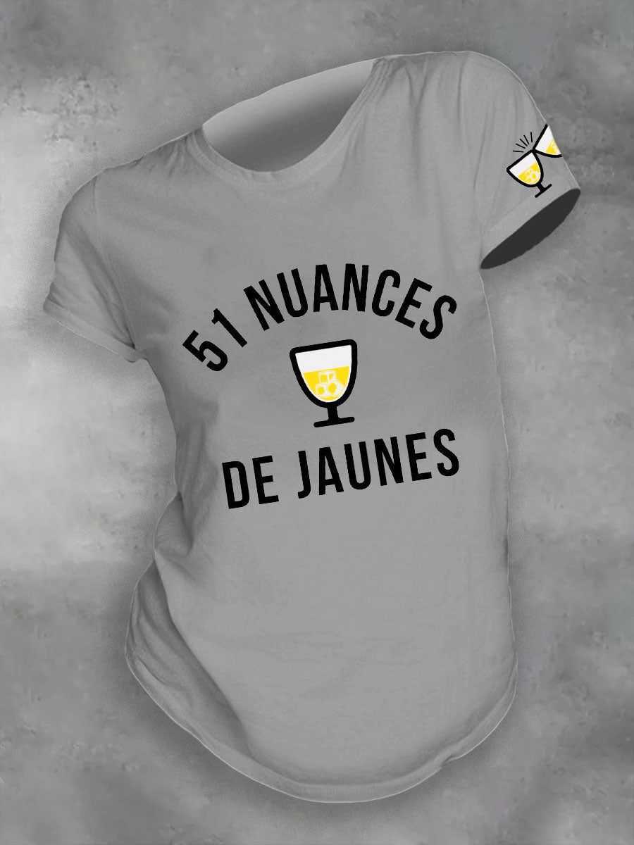 T-shirt imprimé France 51 Kind of Yellow pour femme Gris clair / S