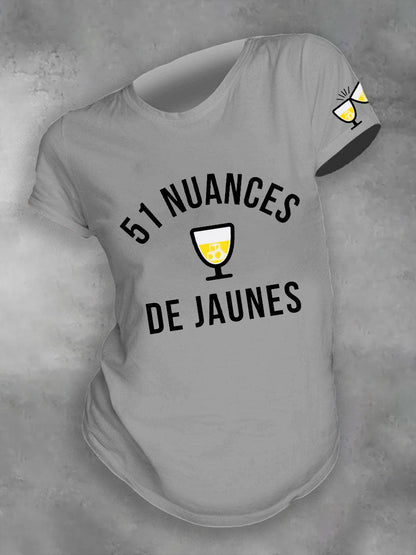 T-shirt imprimé France 51 Kind of Yellow pour femme Gris clair / S