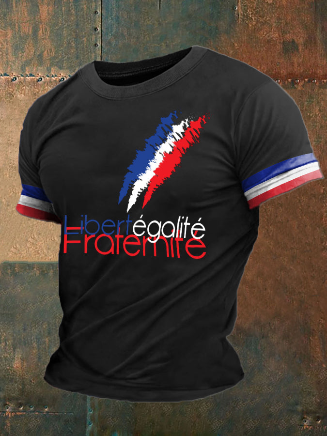 T-shirt imprimé France Liberty Equality Fraternity pour homme Rouge / S