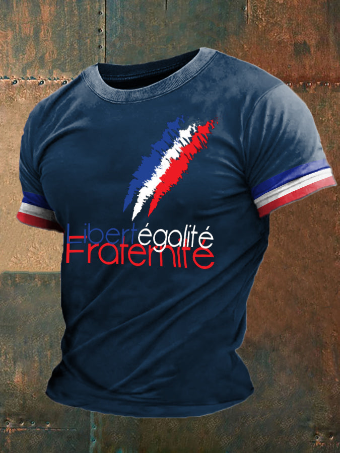 T-shirt imprimé France Liberty Equality Fraternity pour homme Bleu Marine / S
