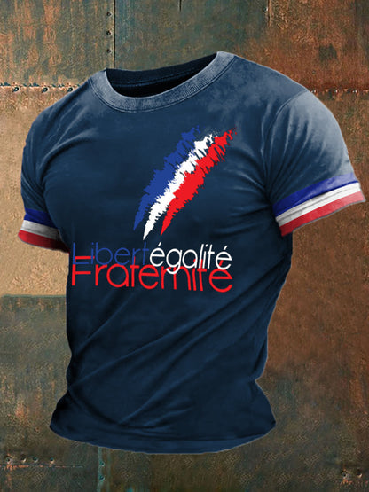 T-shirt imprimé France Liberty Equality Fraternity pour homme Bleu Marine / S