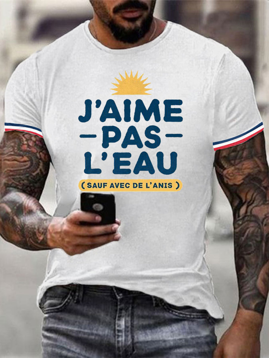 T-shirt à manches courtes J’aime pas l’eau pour homme Blanc / S