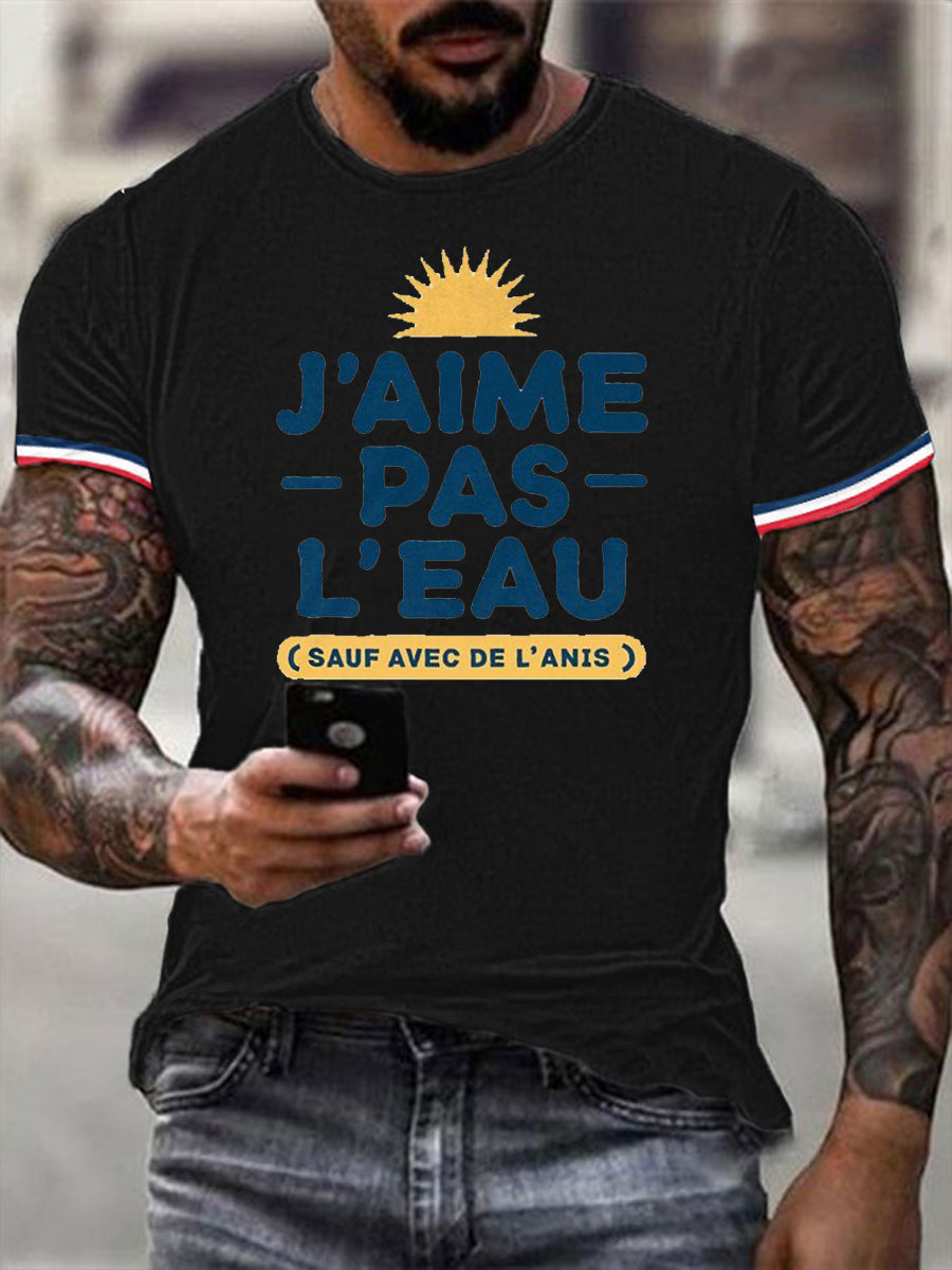 T-shirt à manches courtes J’aime pas l’eau pour homme Noir / S