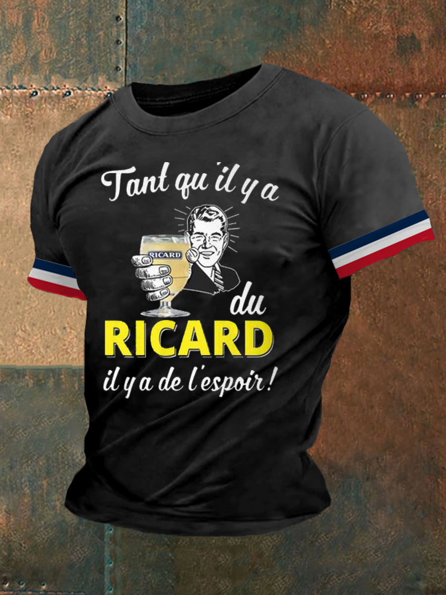 T-shirt à manches courtes Tant Qu’il Y A Du Ricard Il Y A De L’espoir Homme Noir / S