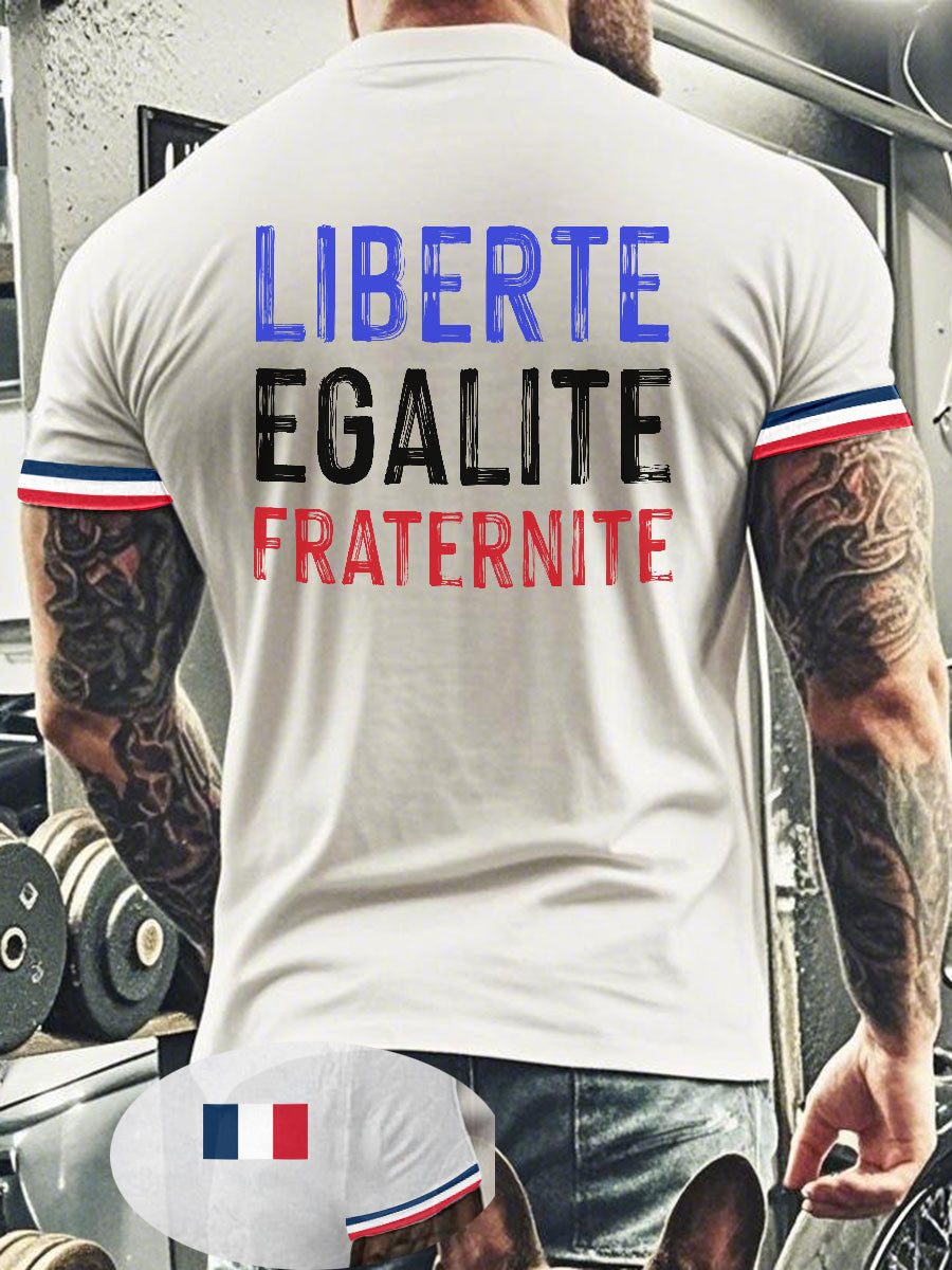 T-shirt à manches courtes Liberte Egalite Fraternite Homme Blanc / S