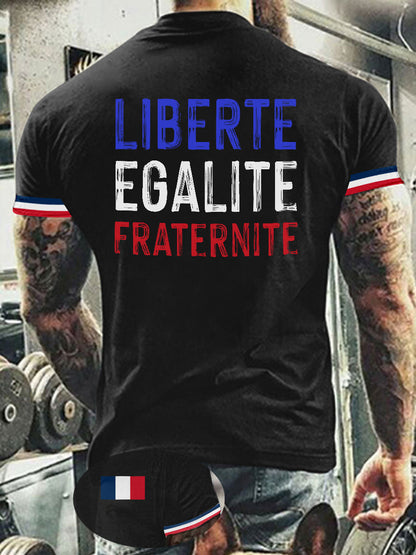 T-shirt à manches courtes Liberte Egalite Fraternite Homme Noir / S