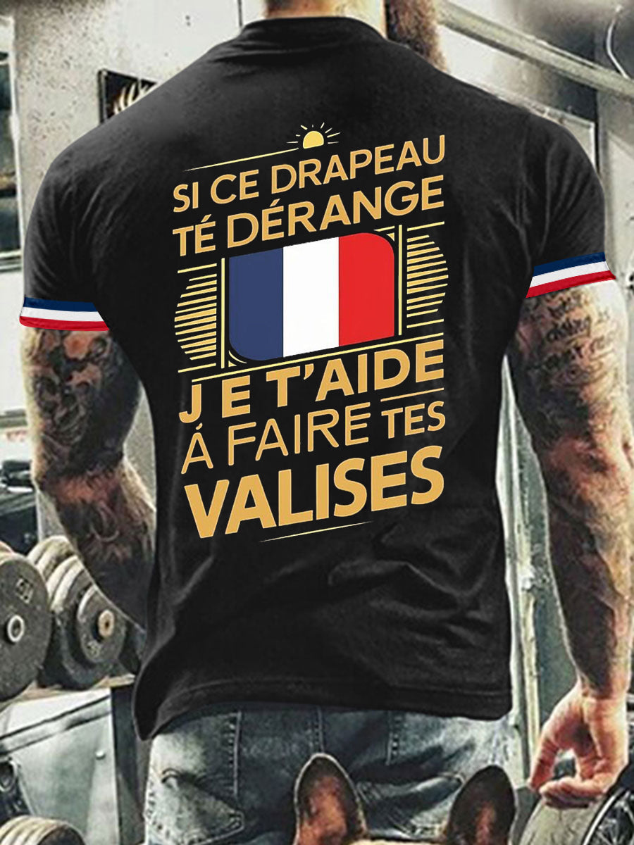 T-shirt manches courtes Si Ce Drapeau Te Dérange Je T’aide A Faire Tes Vlises Homme Noir / S