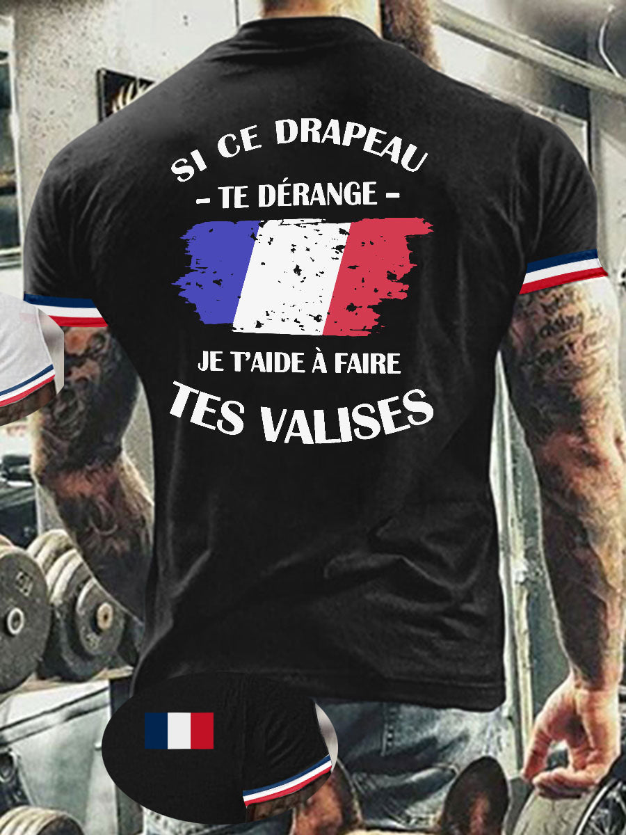 T-shirt manches courtes France pour homme Noir / S
