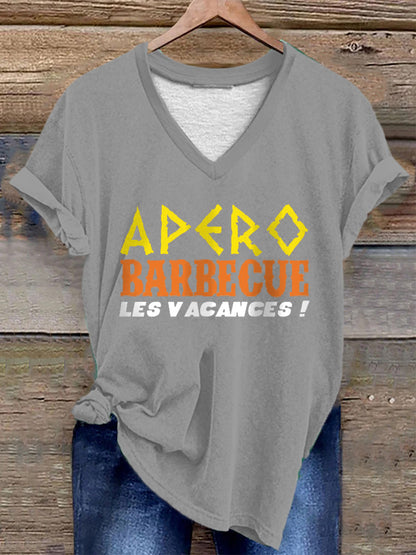 T-shirt Apéro barbecue les vacances pour femme Gris clair / S