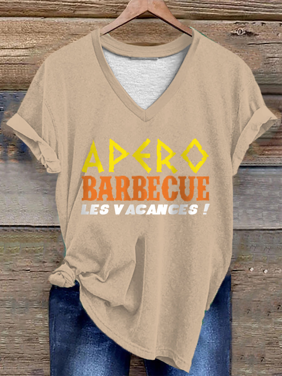 T-shirt Apéro barbecue les vacances pour femme Abricot / S