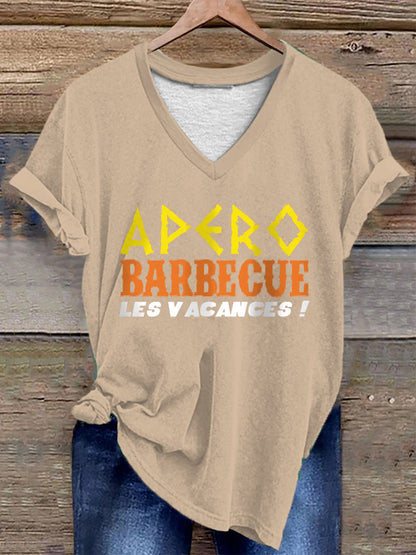 T-shirt Apéro barbecue les vacances pour femme Abricot / S