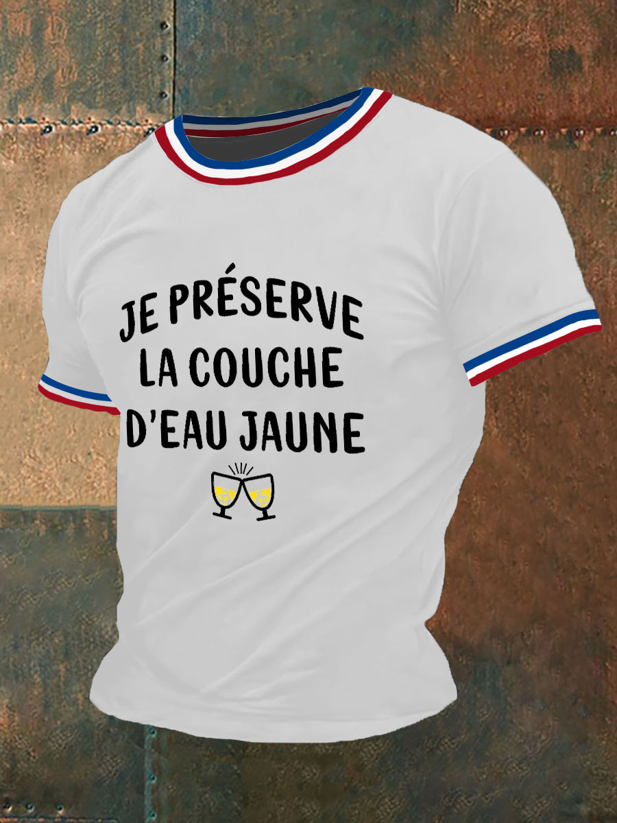 T-shirt à manches courtes Je Pserve La couche D’eau jaune pour homme Blanc / S