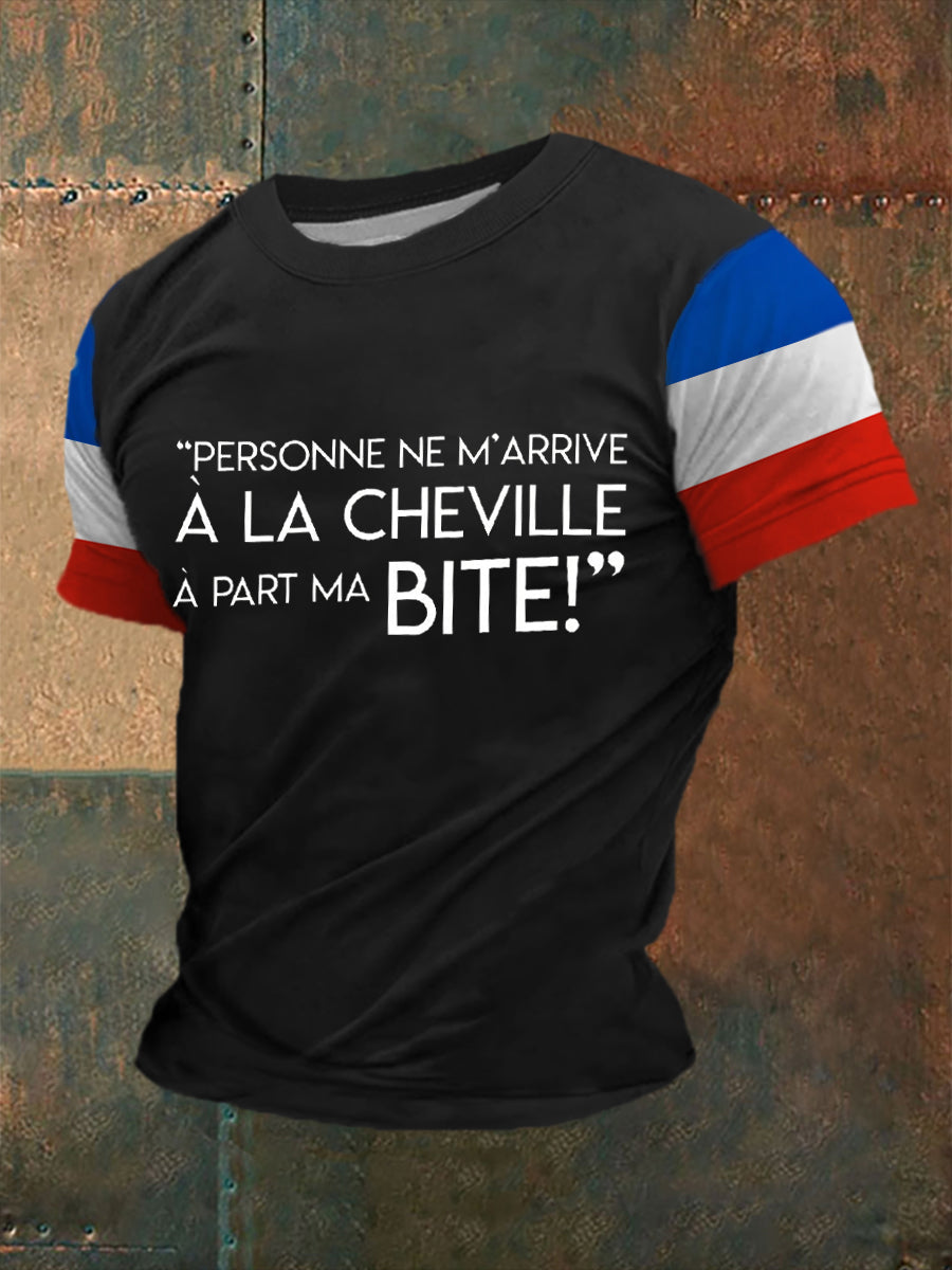 T-shirt Personne ne m’arrive à la cheville pour homme Noir / S