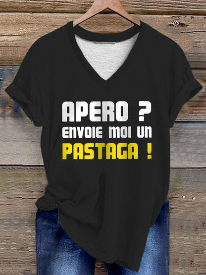 Femmes Apéro Envoie moi un pastaga! T-shirt Noir / S