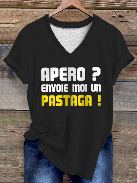 Femmes Apéro Envoie moi un pastaga! T-shirt Noir / S