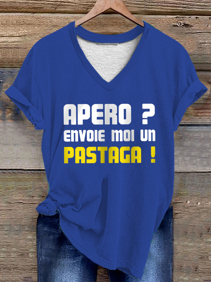 Femmes Apéro Envoie moi un pastaga! T-shirt Bleu / S