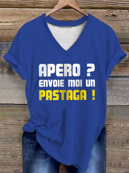 Femmes Apéro Envoie moi un pastaga! T-shirt Bleu / S
