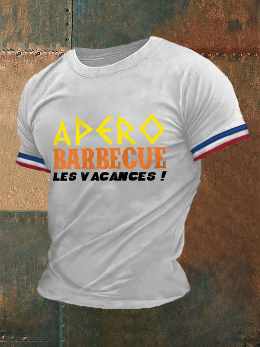 T-shirt Apéro barbecue les vacances pour homme Blanc / S