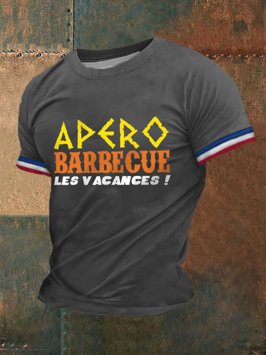 T-shirt Apéro barbecue les vacances pour homme Gris Foncé / S
