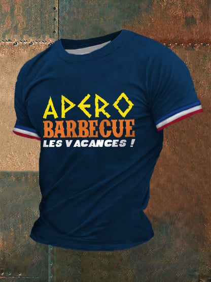T-shirt Apéro barbecue les vacances pour homme Bleu Marine / S