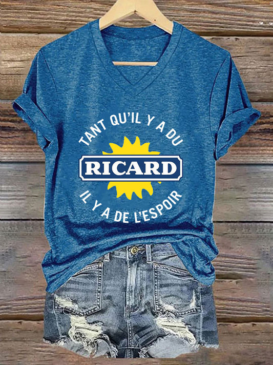 T-shirt à manches courtes Tant Qu’il Y A Du Ricard Femme Bleu / S