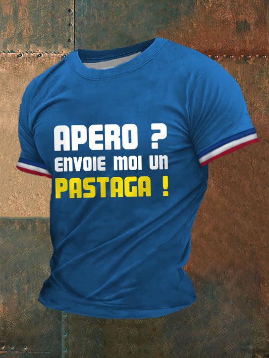 Hommes Apéro Envoie moi un pastaga! T-shirt Bleu / S