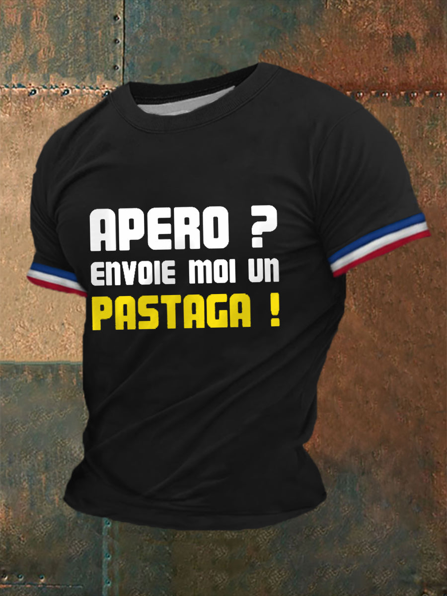 Hommes Apéro Envoie moi un pastaga! T-shirt Noir / S