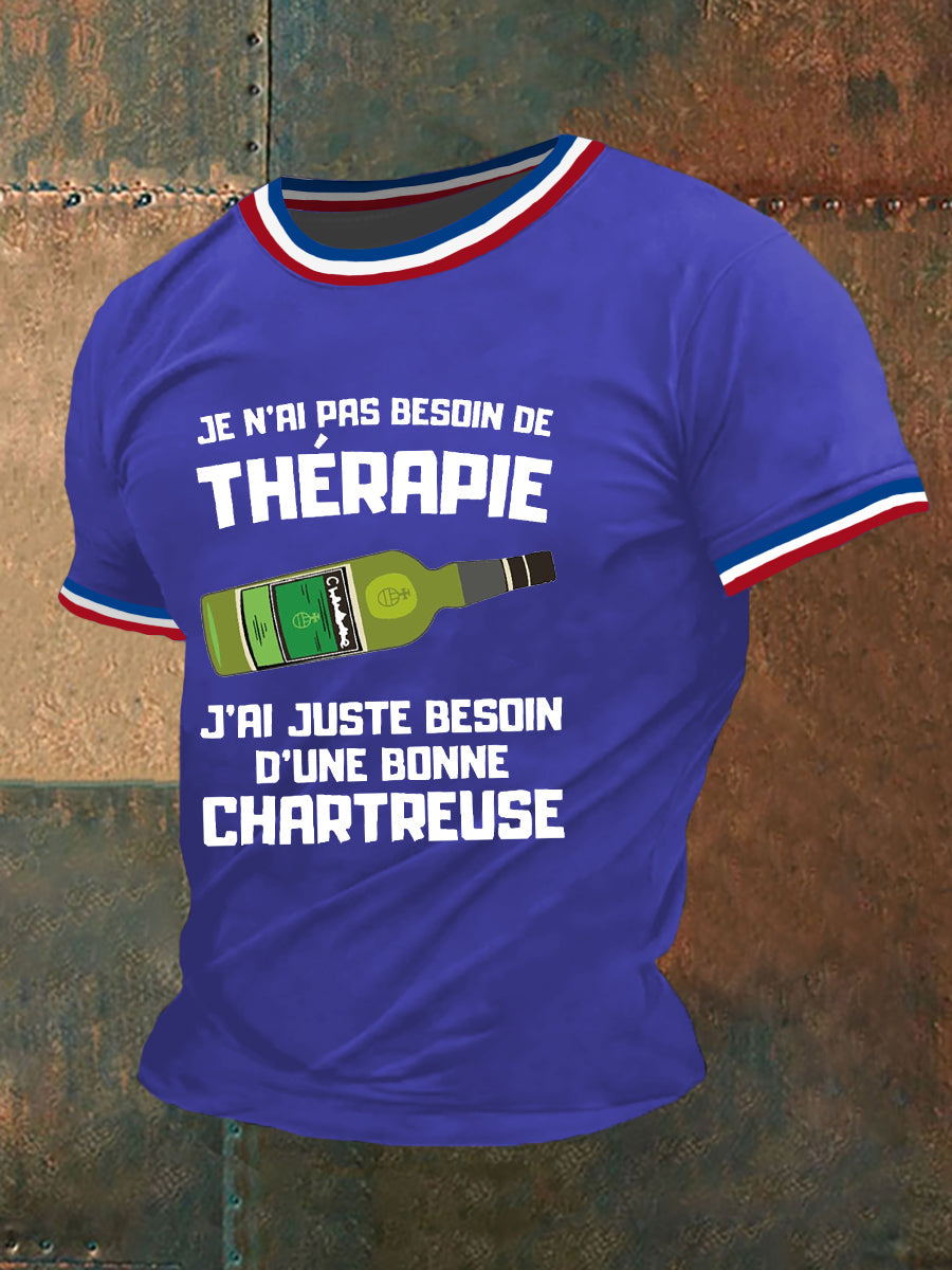 T-shirt à manches courtes Je N’ai Pas Besoin De Thérapie Juste D’une Chartreuse Homme Bleu / S