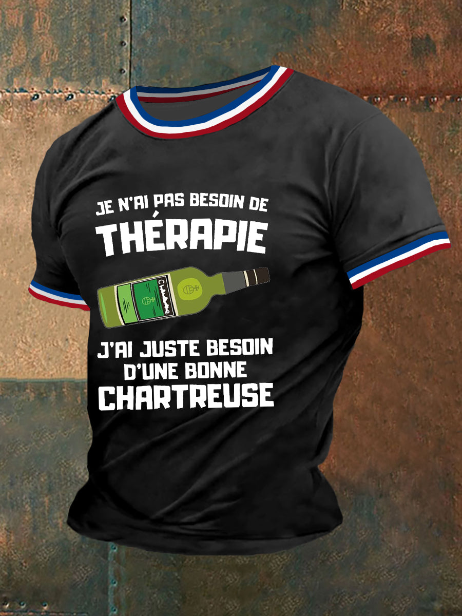 T-shirt à manches courtes Je N’ai Pas Besoin De Thérapie Juste D’une Chartreuse Homme Noir / S