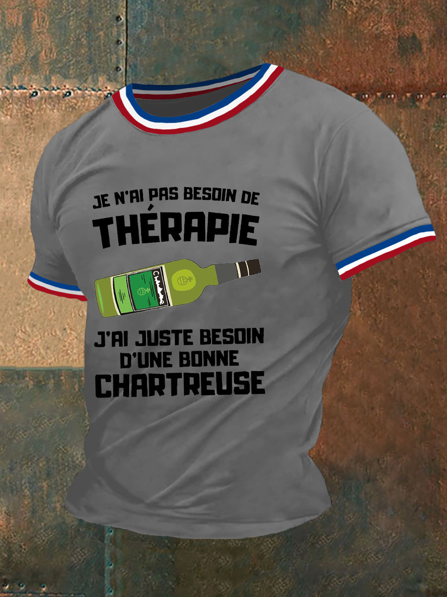 T-shirt à manches courtes Je N’ai Pas Besoin De Thérapie Juste D’une Chartreuse Homme Gris / S